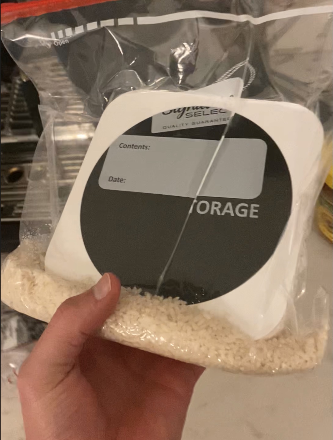 A Helium Hotspot in a bag of rice