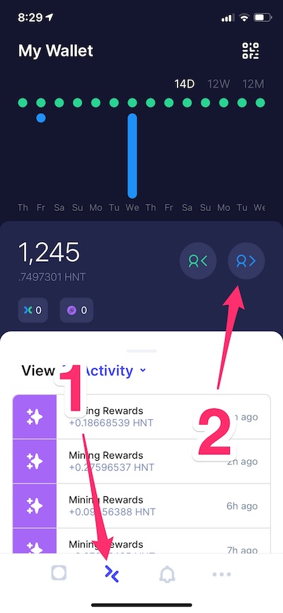 A screenshot of the Helium mobile app